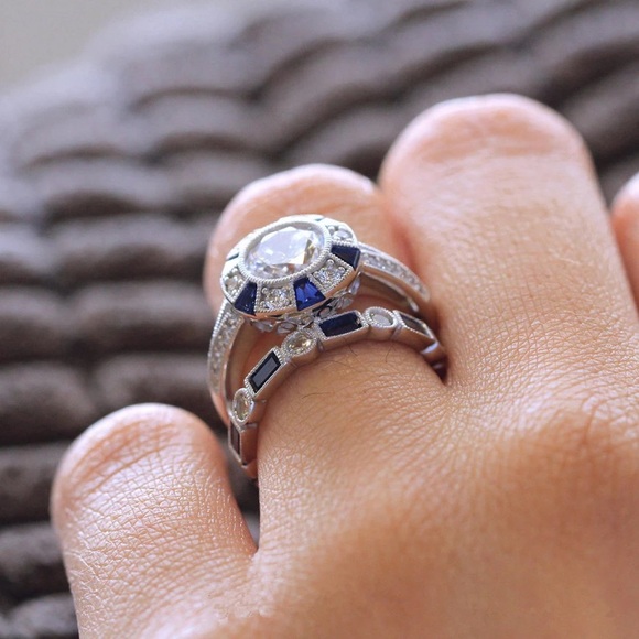 CZ and Costume Sapphire Ring Set - Picture 4 of 9